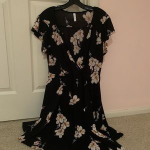 Xhiliration black floral slip dress